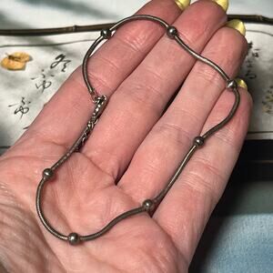 Vintage 925 Sterling Silver Ball Chain Layering Bracelet or Anklet